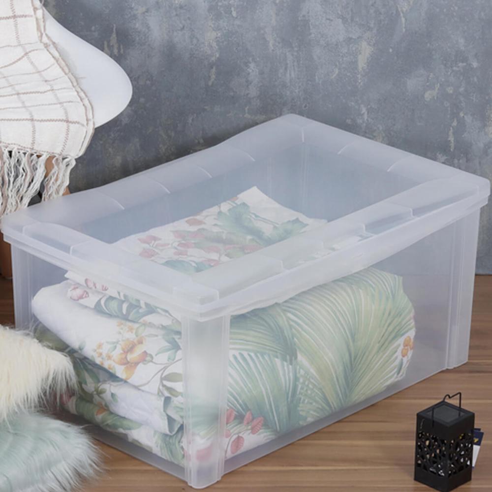 6 Caixas Organizadoras Plásticas Média Alta 30L Ordene Transparentes Radical Color
