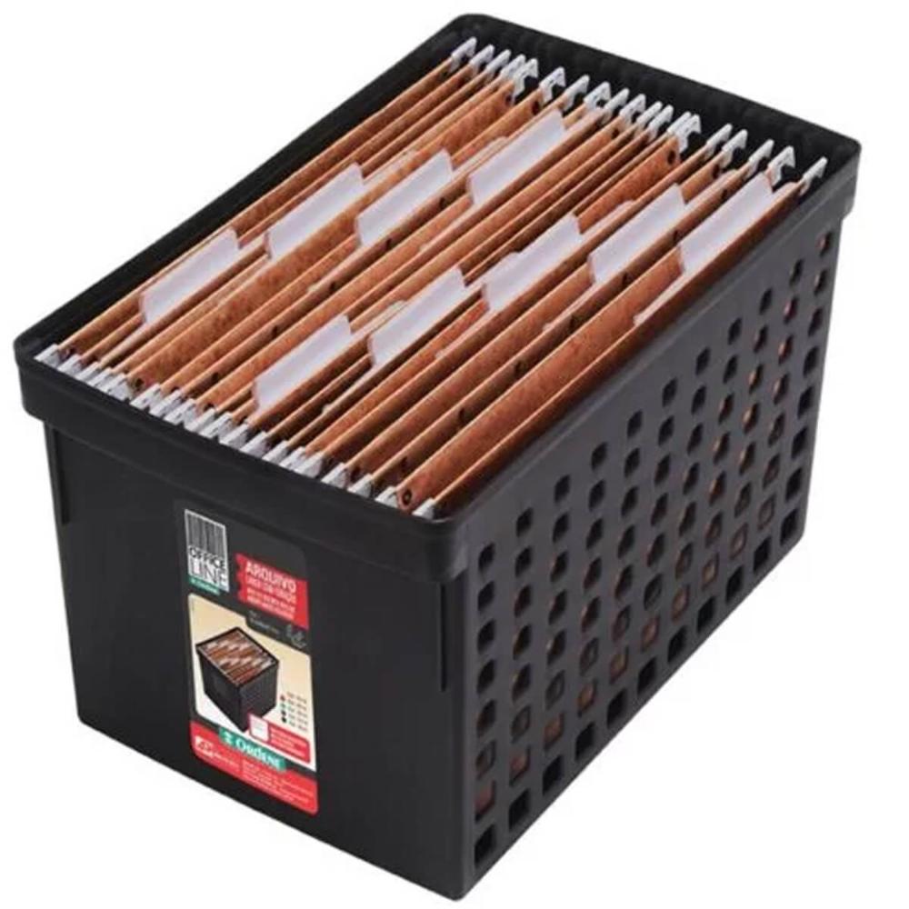6 Caixas Organizadoras para Escritório 42x27cm Arquivo Morto Pastas Suspensas com Furação