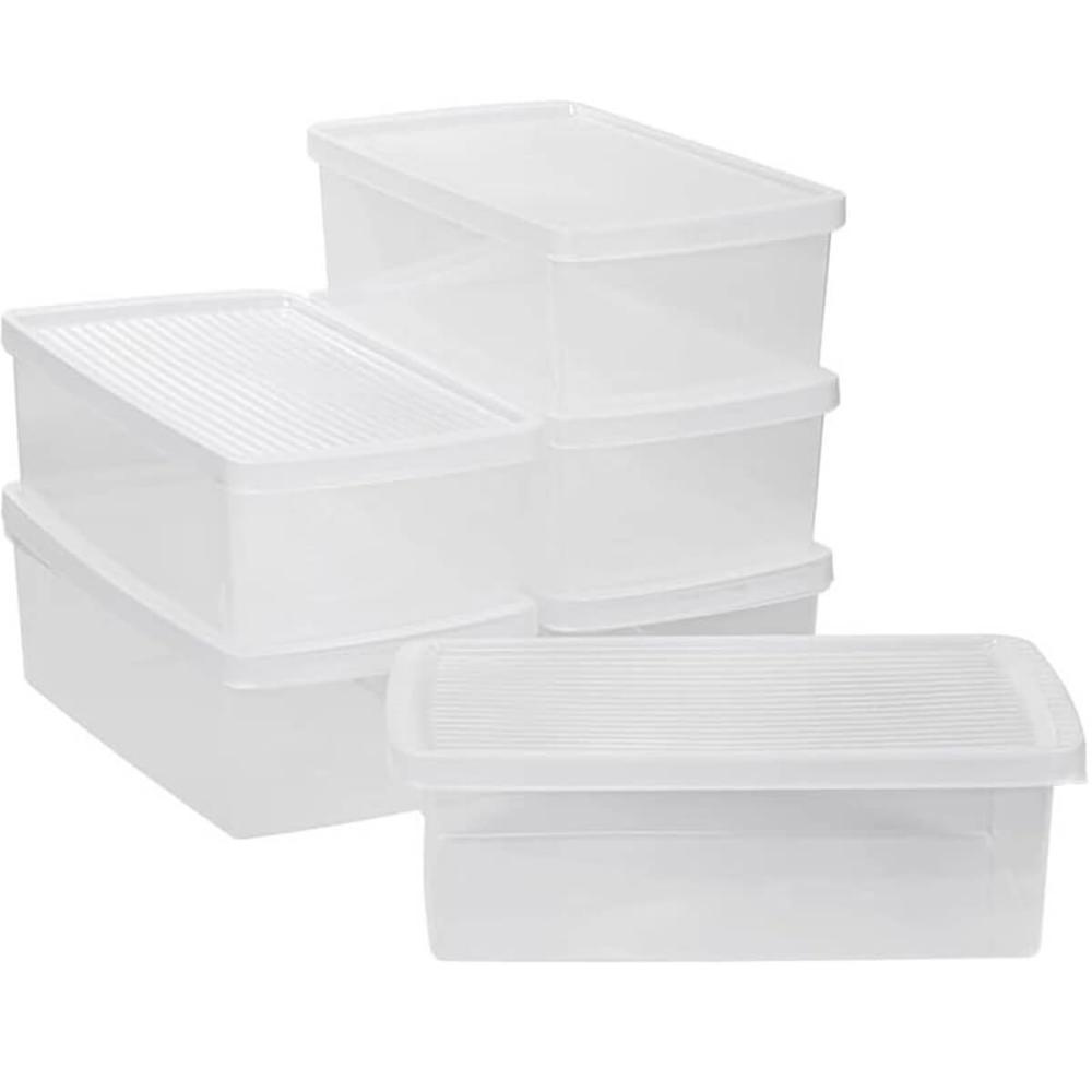 6 Caixas de Sapato Ordene Pequena 28 a 34 Empilhável Transparente