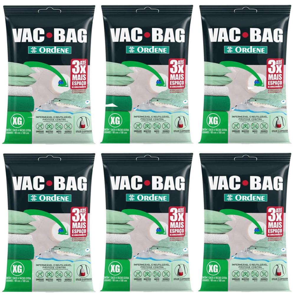 6 Vac Bag Extra Grande 80x100cm Saco à Vacuo para Edredom Ordene Transparente