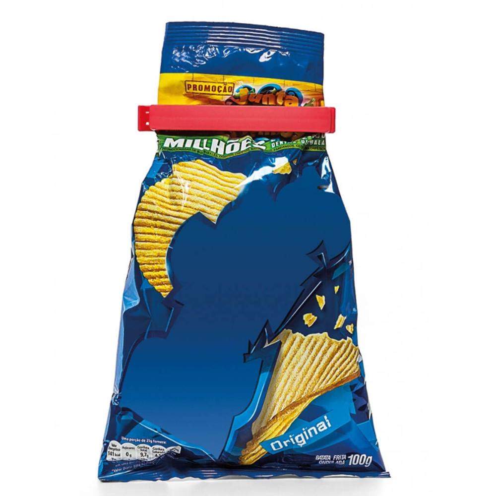 Conjunto com 9 Clipes Plásticos P M G Prendedores para Alimentos Ordene Coloridos