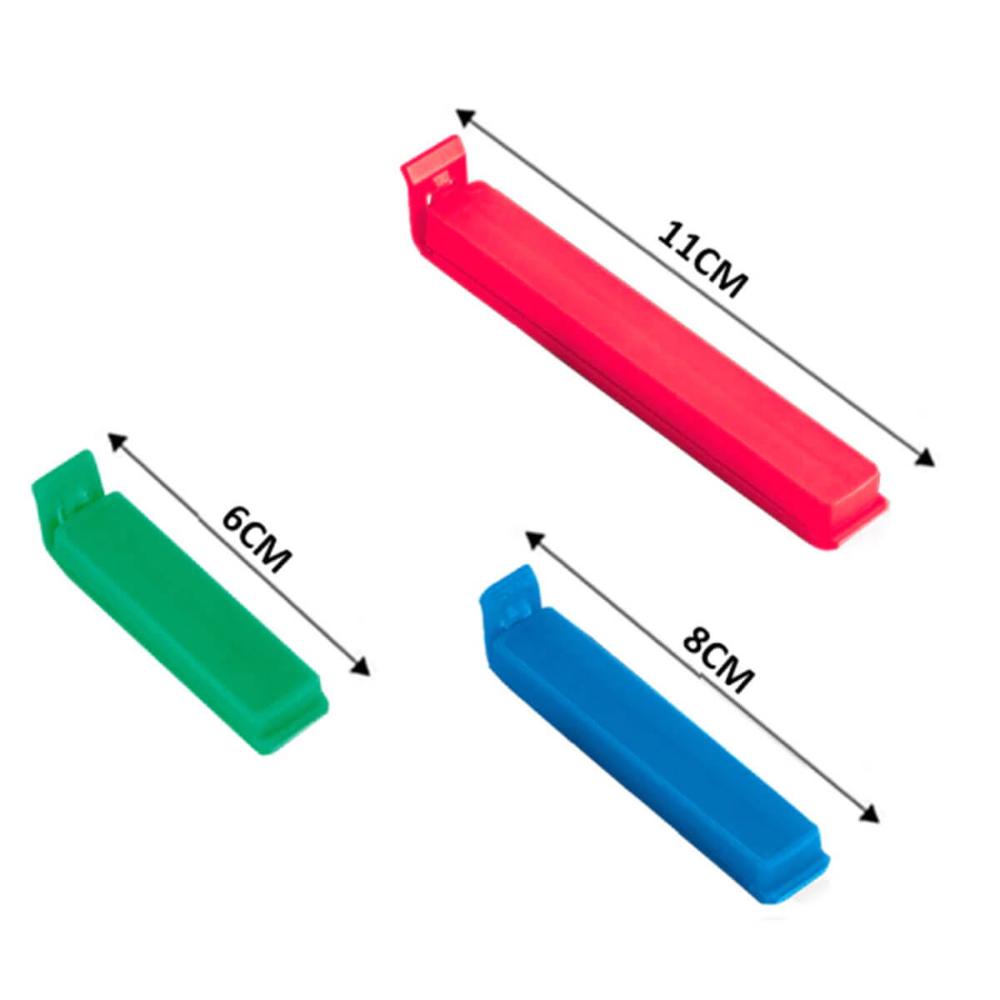 Conjunto com 9 Clipes Plásticos P M G Prendedores para Alimentos Ordene Coloridos