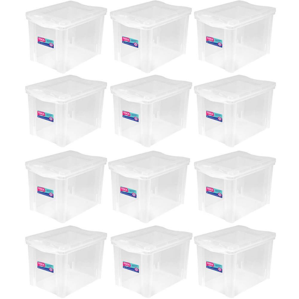 Kit 12 Caixas Organizadoras 30L Multiuso Alta Ordene Transparente Radical Color