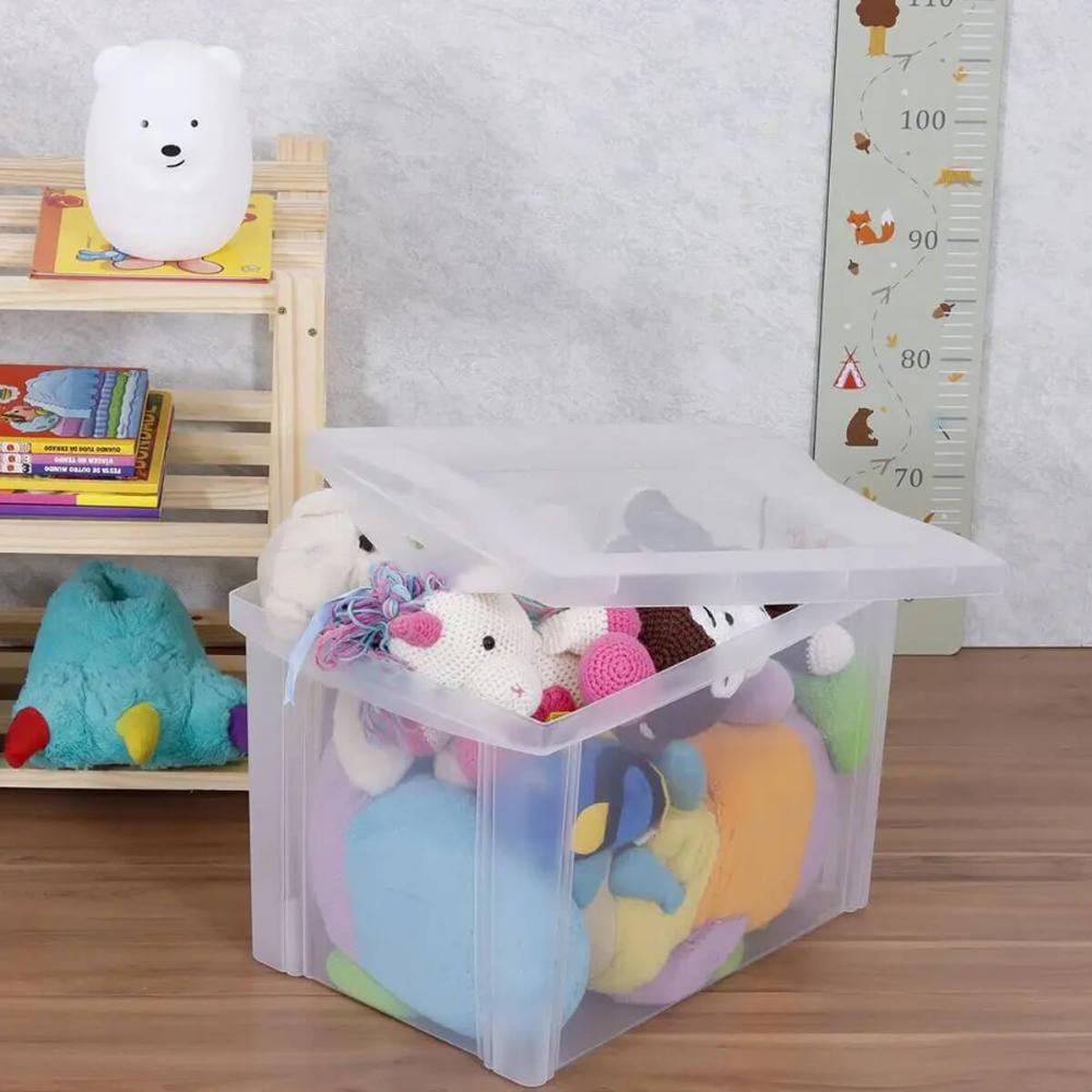 Kit 12 Caixas Organizadoras 30L Multiuso Alta Ordene Transparente Radical Color