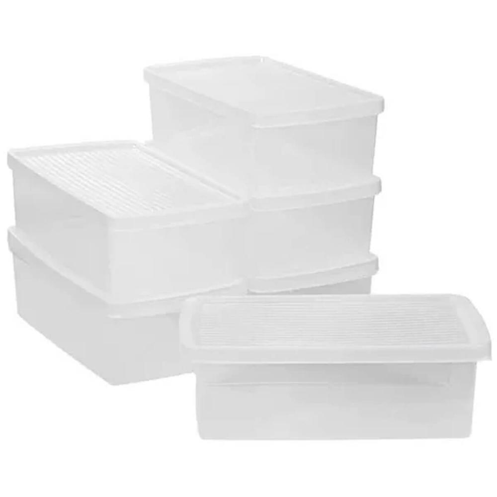 Kit 12 Caixas de Sapato Ordene Pequena 28 a 34 Empilhável Transparente