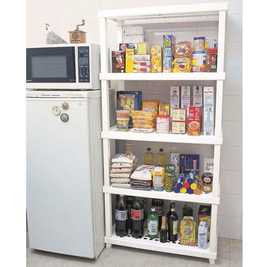 Kit 2 Estantes Modular 5 Prateleiras Câmara Fria Até 250kg Multiuso Ordene Branca Plástica