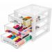 Kit 2 Gaveteiros Plástico 3 Gavetas Ordene 16,5x13x13,5cm Porta Objetos Acessórios Cristal Bel