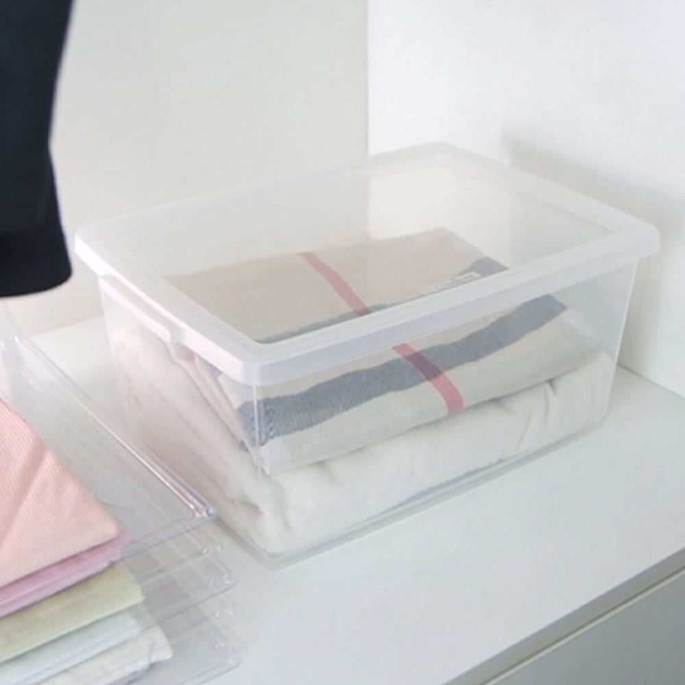 Kit 3 Caixas Organizadoras 15L Plástico com Tampa My Closet Ordene Transparente Retangular