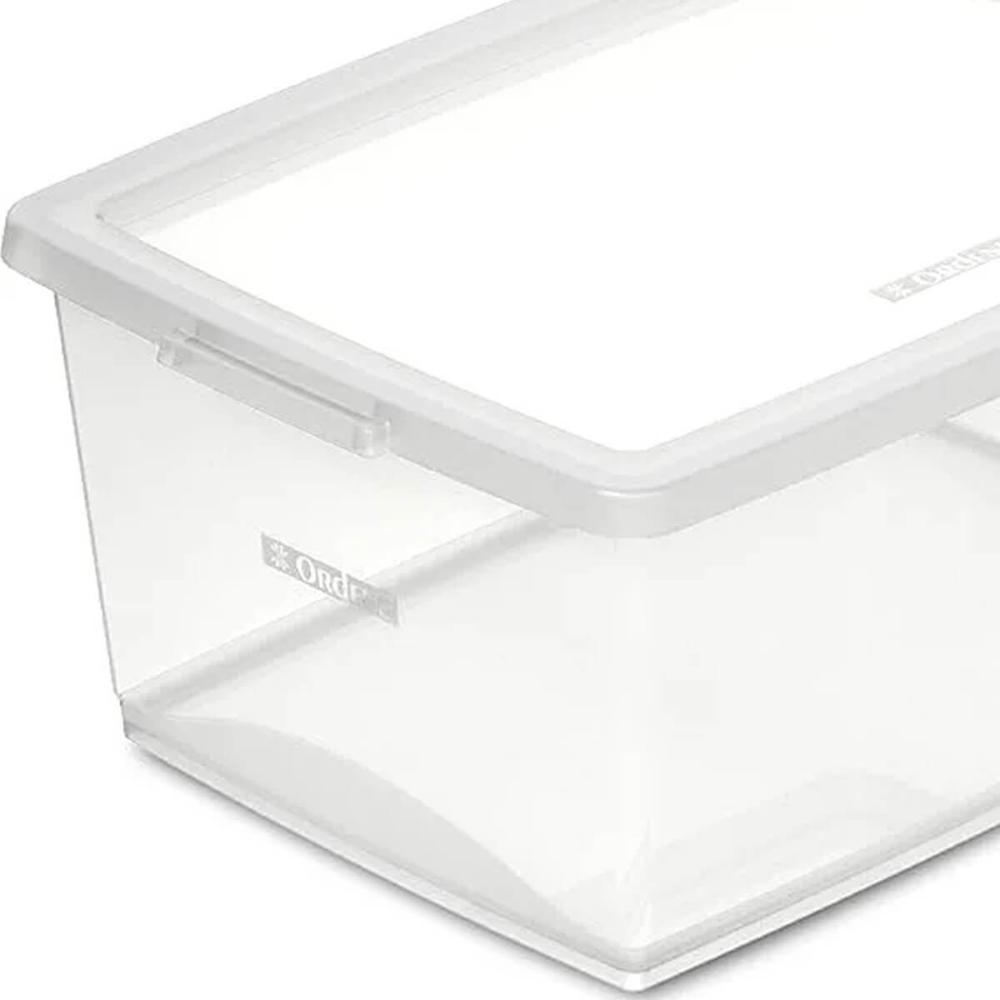 Kit 3 Caixas Organizadoras 15L Plástico com Tampa My Closet Ordene Transparente Retangular