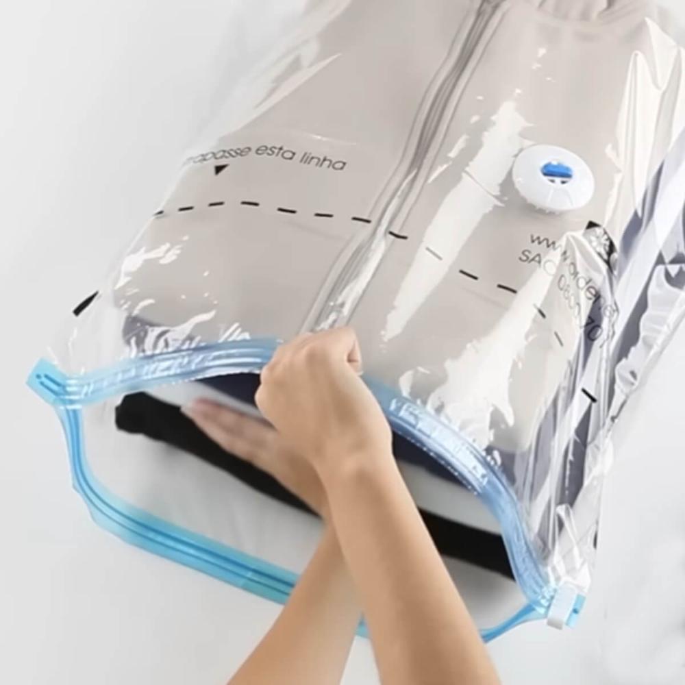 Kit 3 Vac Bag Extra Grande 80x100cm Saco à Vácuo para Edredom Ordene Transparente