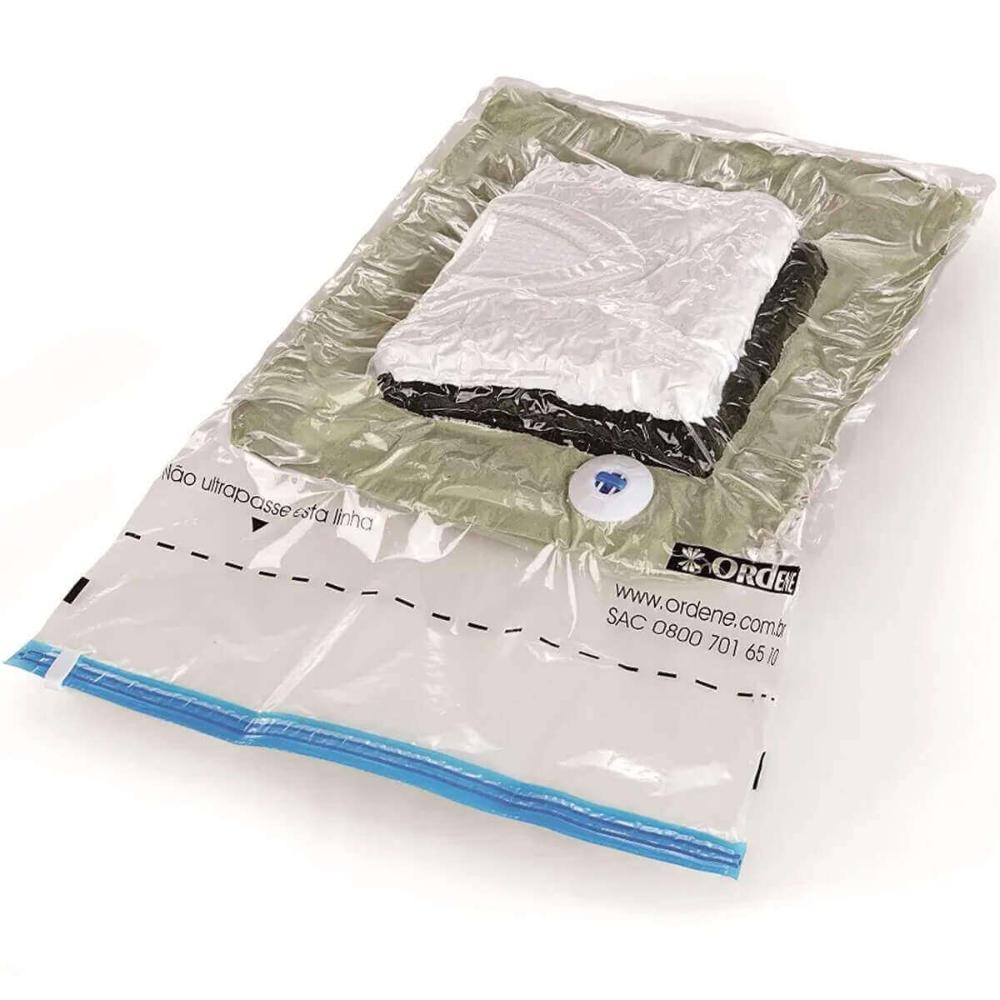 Kit 3 Vac Bag Jumbo Ordene 110x100cm Saco a Vácuo Plástico Edredom Casacos
