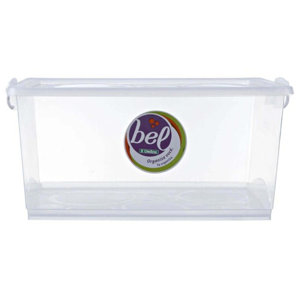 Kit 4 Caixas Organizadora 4L com Travas e Alças Laterais Bel Ordene Escola Casa Closet 