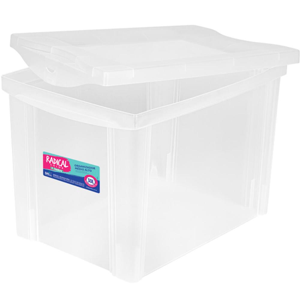 Kit 4 Caixas Organizadoras Plásticas 30L com Trava Ordene Incolor Multiuso