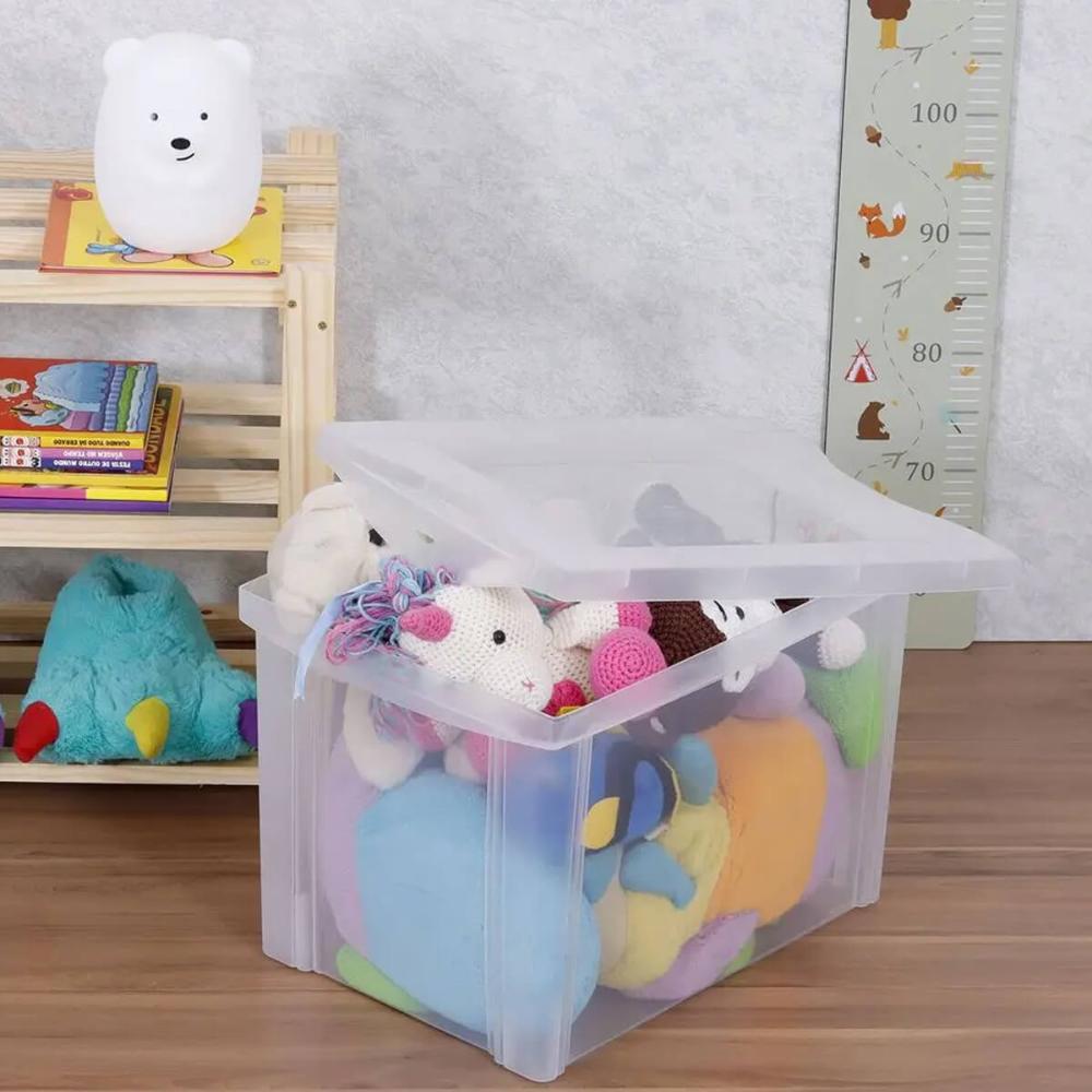 Kit 4 Caixas Organizadoras Plásticas 30L com Trava Ordene Incolor Multiuso