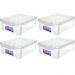 Kit 4 Caixas Organizadoras Plásticas com Tampa Empilhável 13,5L Transparente Ordene Radical Color