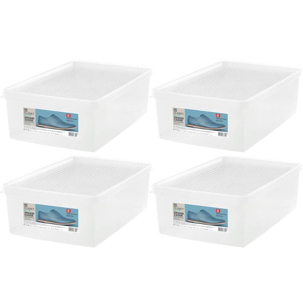 Kit 4 Caixas Organizadoras para Calçados 38 a 46 Empilháveis