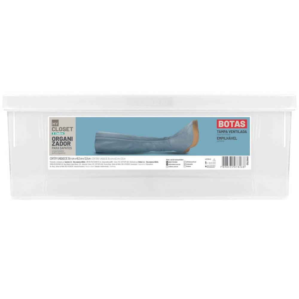 Kit 4 Caixas para Botas Cano Longo Ordene Organizadoras Transparentes com Tampas Ventiláveis