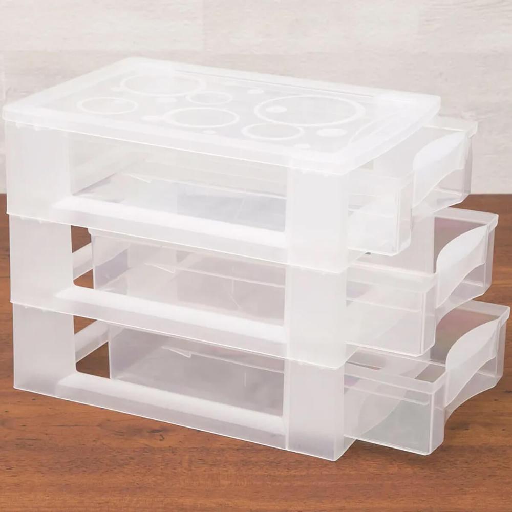 Kit 4 Organizador Médio 3 Gaveteiros Porta Medicamentos Bancada Incolor
