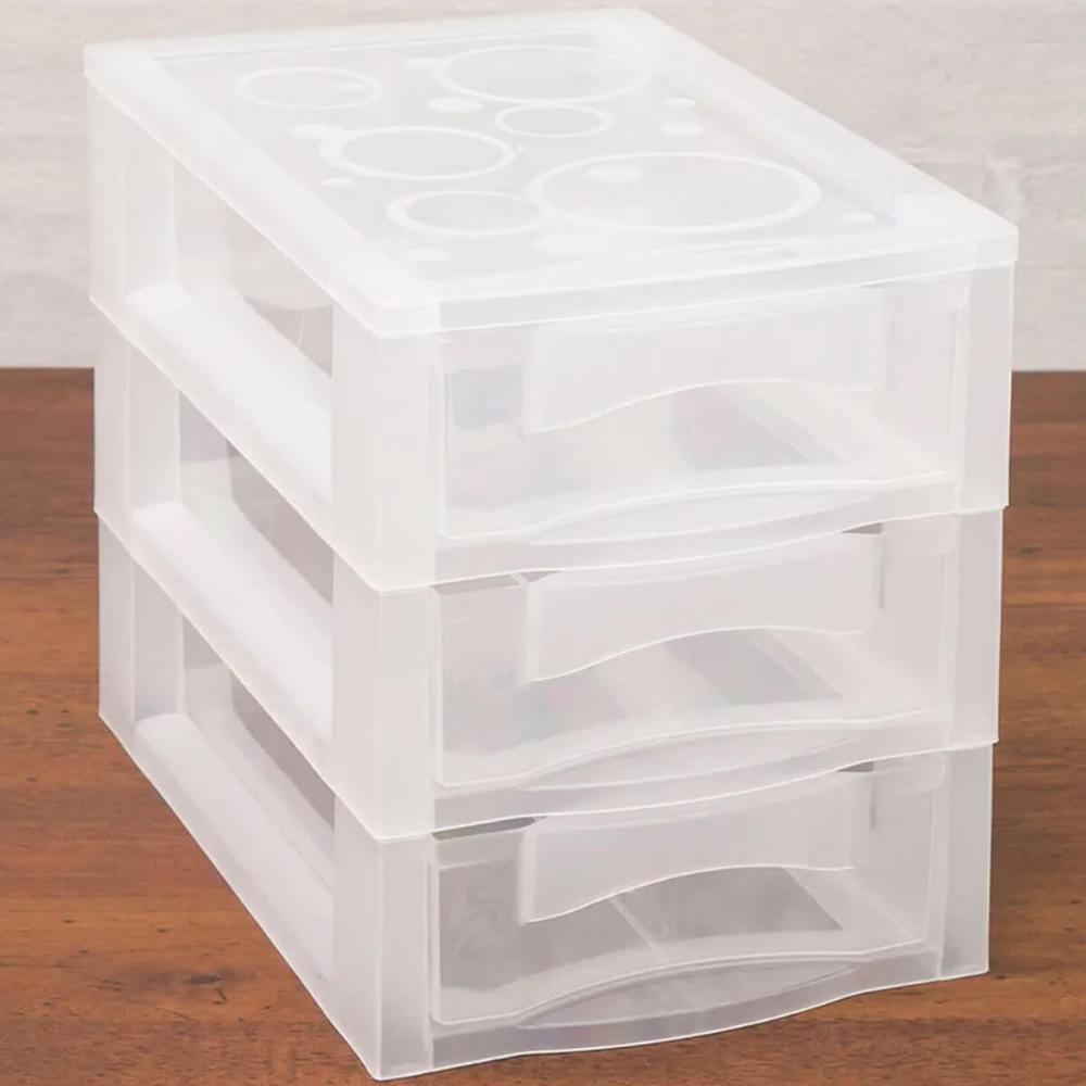Kit 4 Organizador Médio 3 Gaveteiros Porta Medicamentos Bancada Incolor