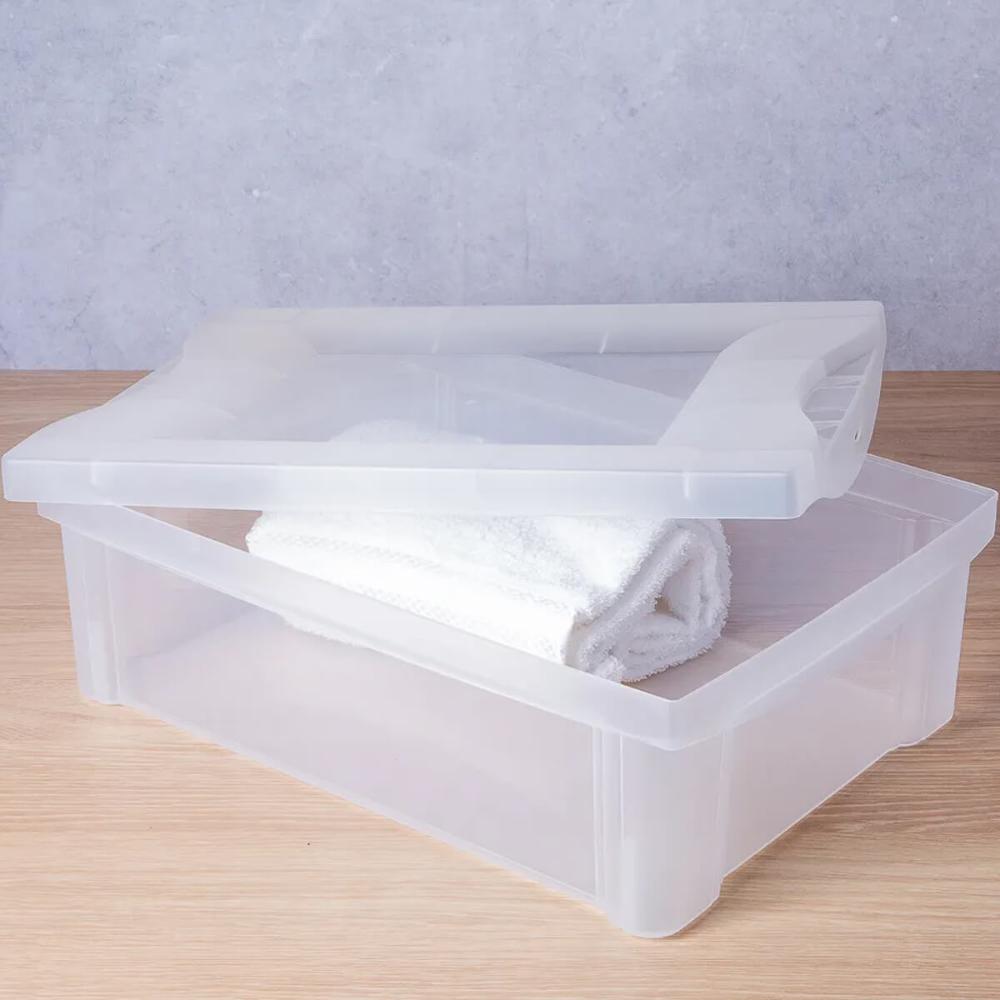 Kit 6 Caixas Organizadoras 13,5L Ordene Tampa Empilhável Closet Escritório Incolor