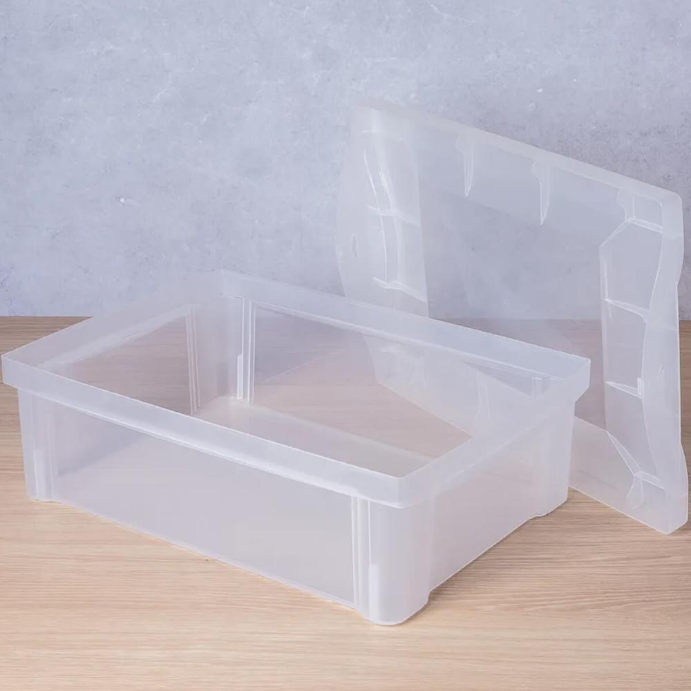 Kit 6 Caixas Organizadoras 13,5L Ordene Tampa Empilhável Closet Escritório Incolor