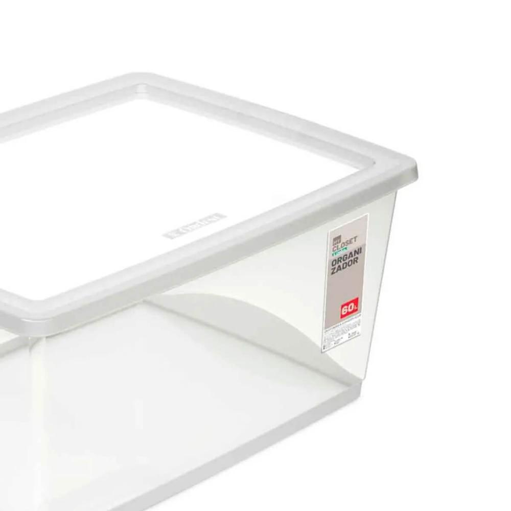 Kit 6 Caixas Organizadoras Plásticas 60L com Tampa My Closet