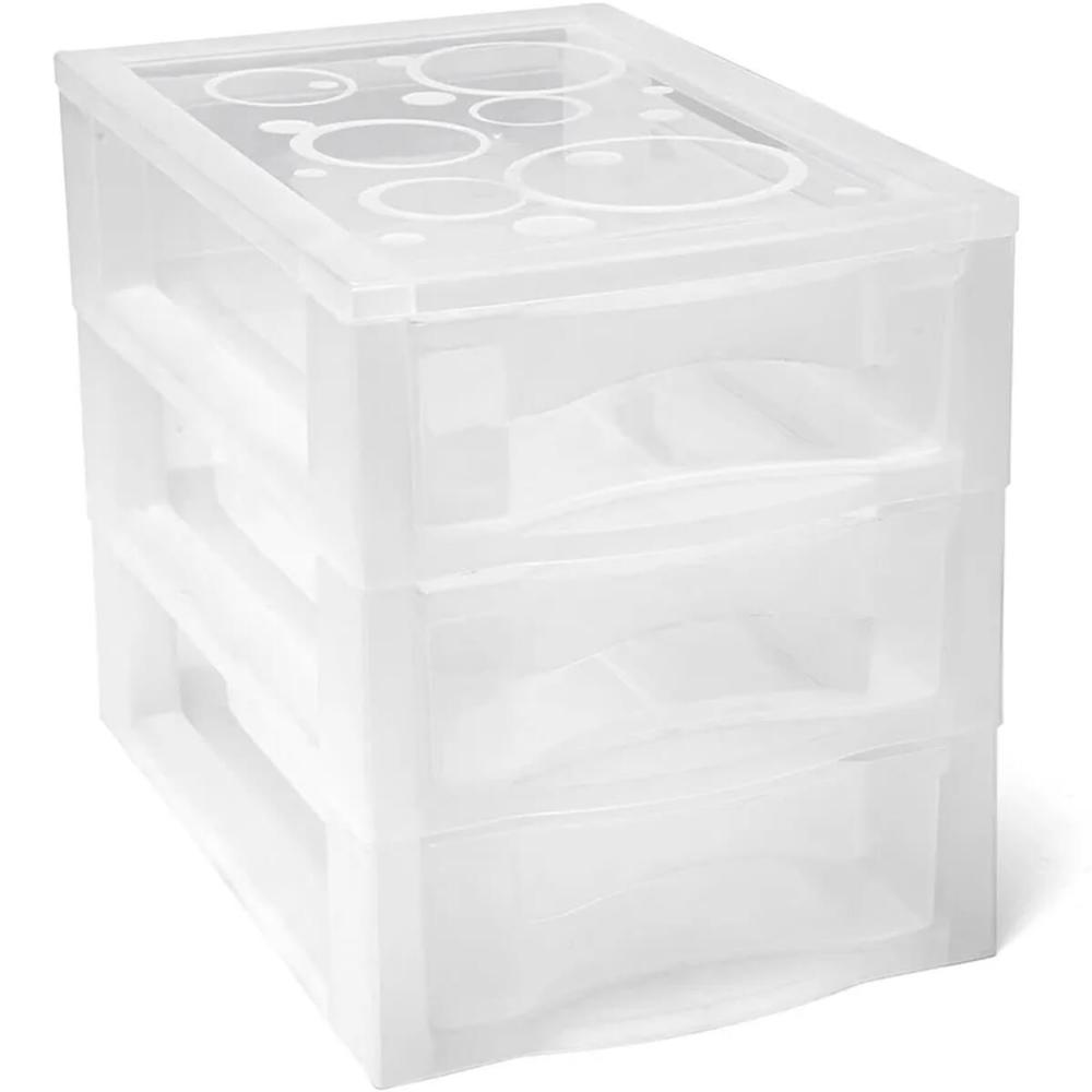 Mini Gaveteiro Para Organizar Transparente 3 Gavetas Maquiagens Jóias Escritório Ordene