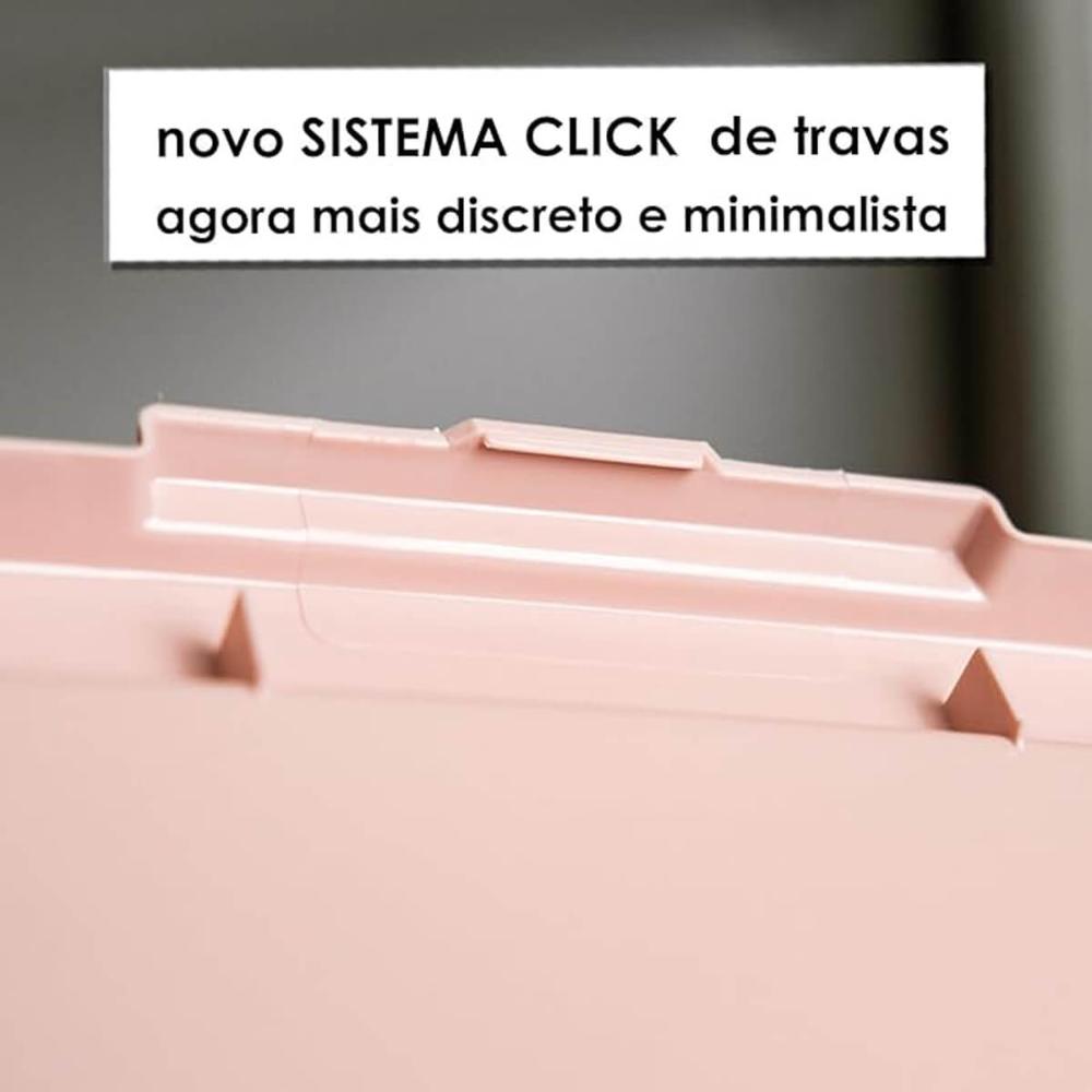 Organizador Plástico com Tampa Click 30L Caixa Organizadora