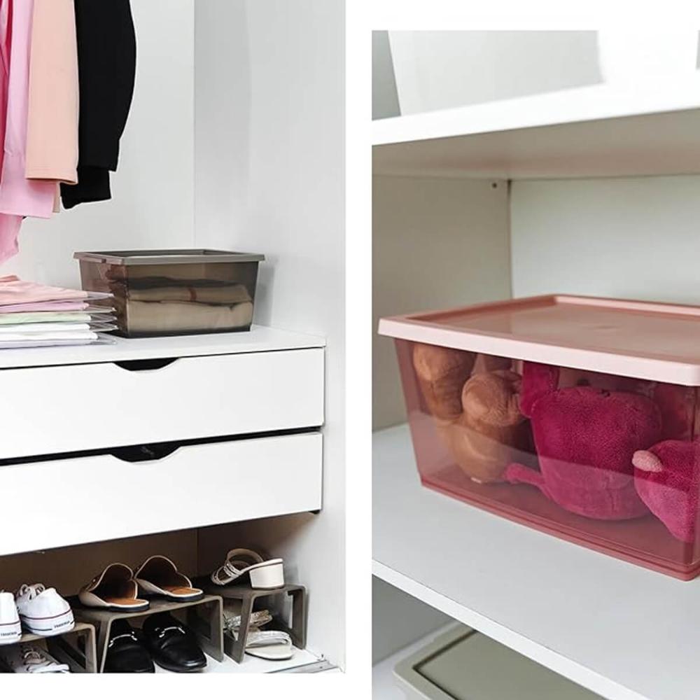 Organizador Plástico com Tampa Click 30L Caixa Organizadora