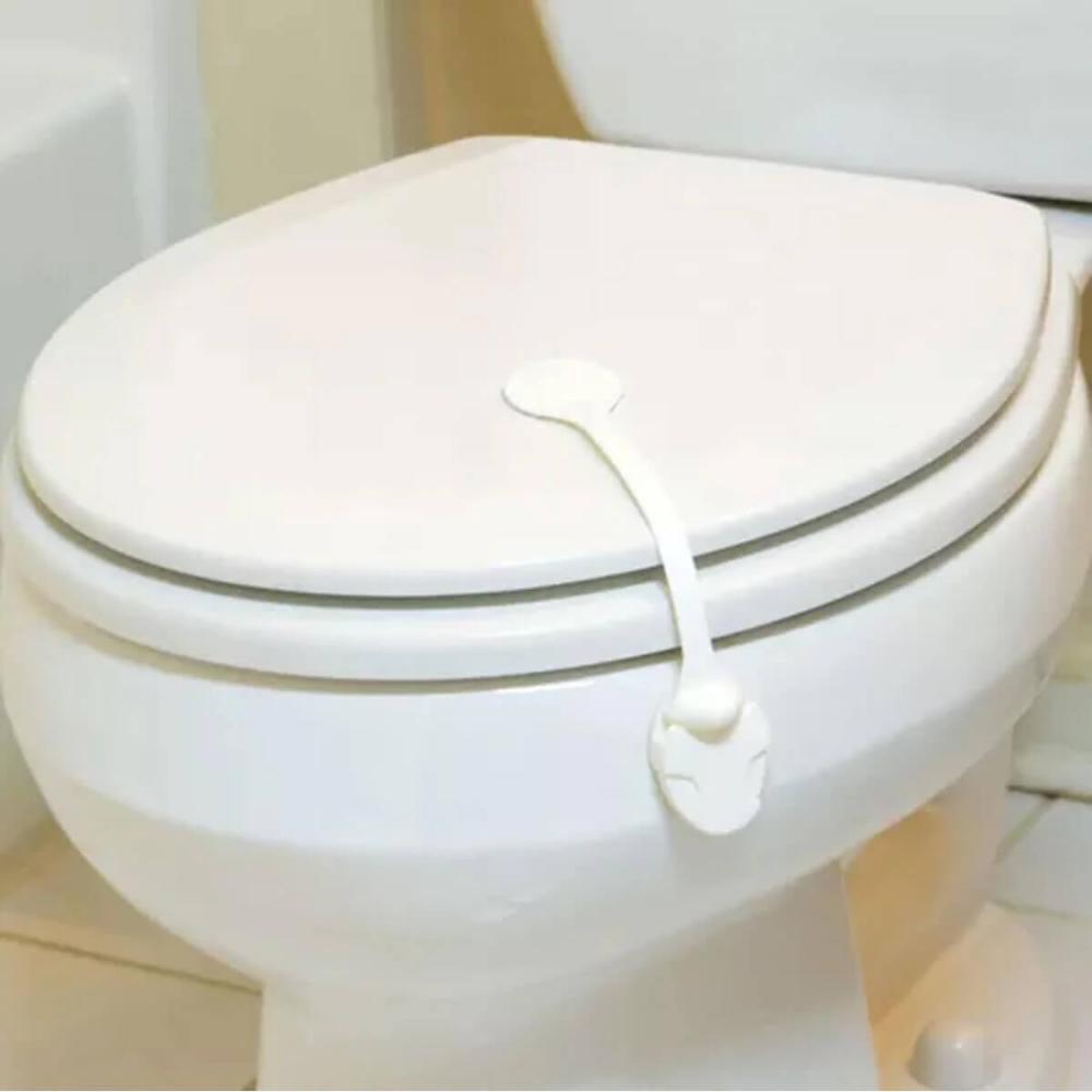 Trava de Segurança Tampo Sanitário Plástico Proteção para Bebês Crianças Branco