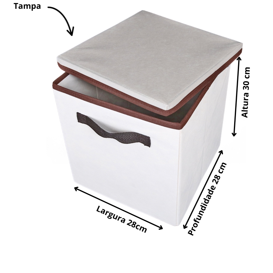 Caixa Organizadora Com Tampa 28x30x28cm Com Alça KIT 2