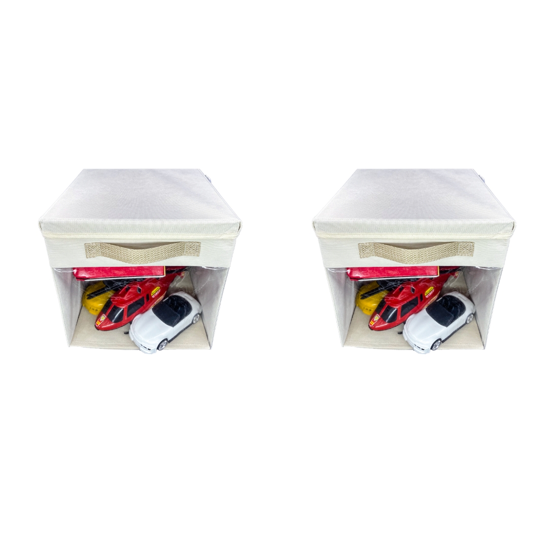 Caixa Organizadora De Brinquedo Com Tampa Fixa E Visor KIT 2