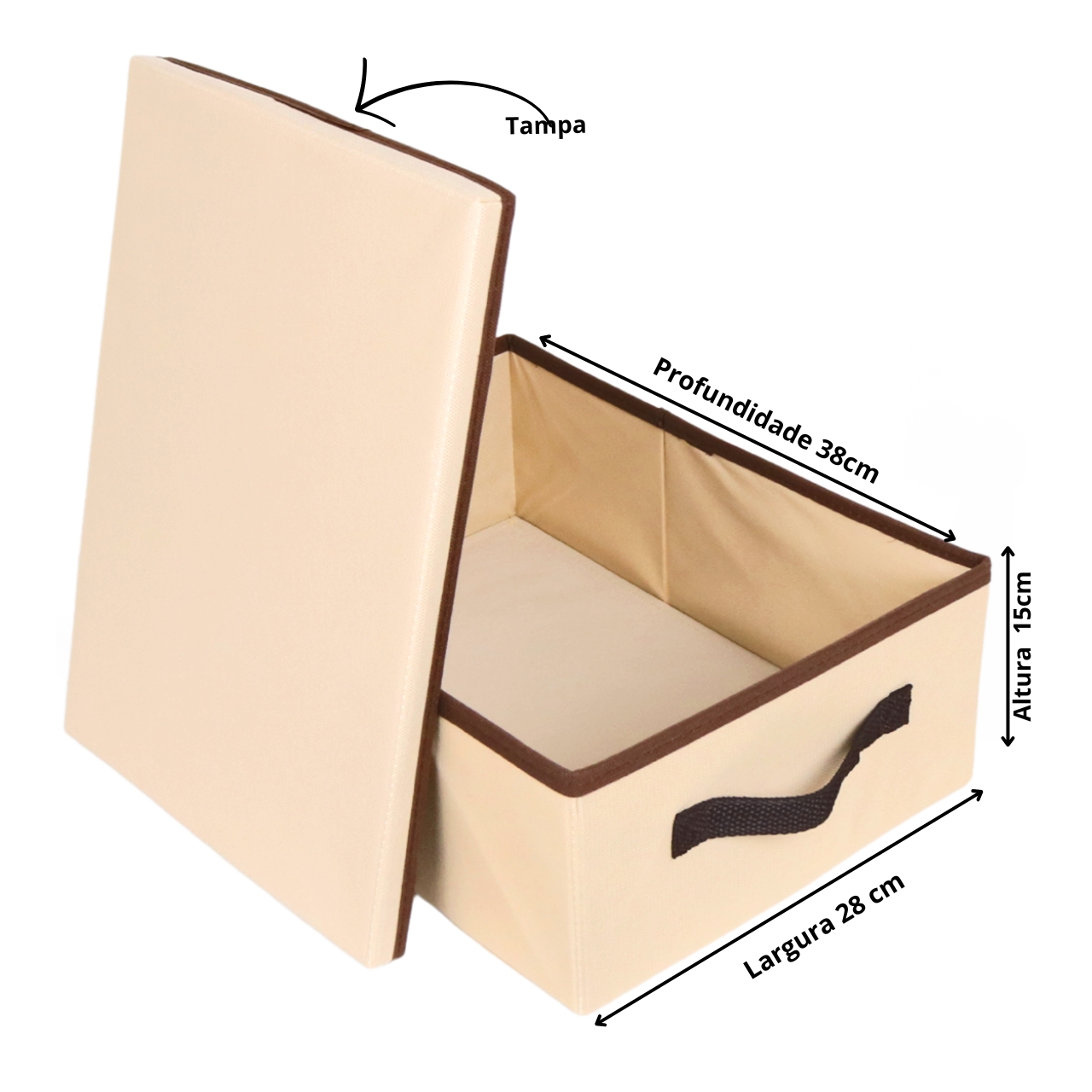 Caixa Organizadora Média 28x15x38 - C/ Alça e Tampa KIT 2