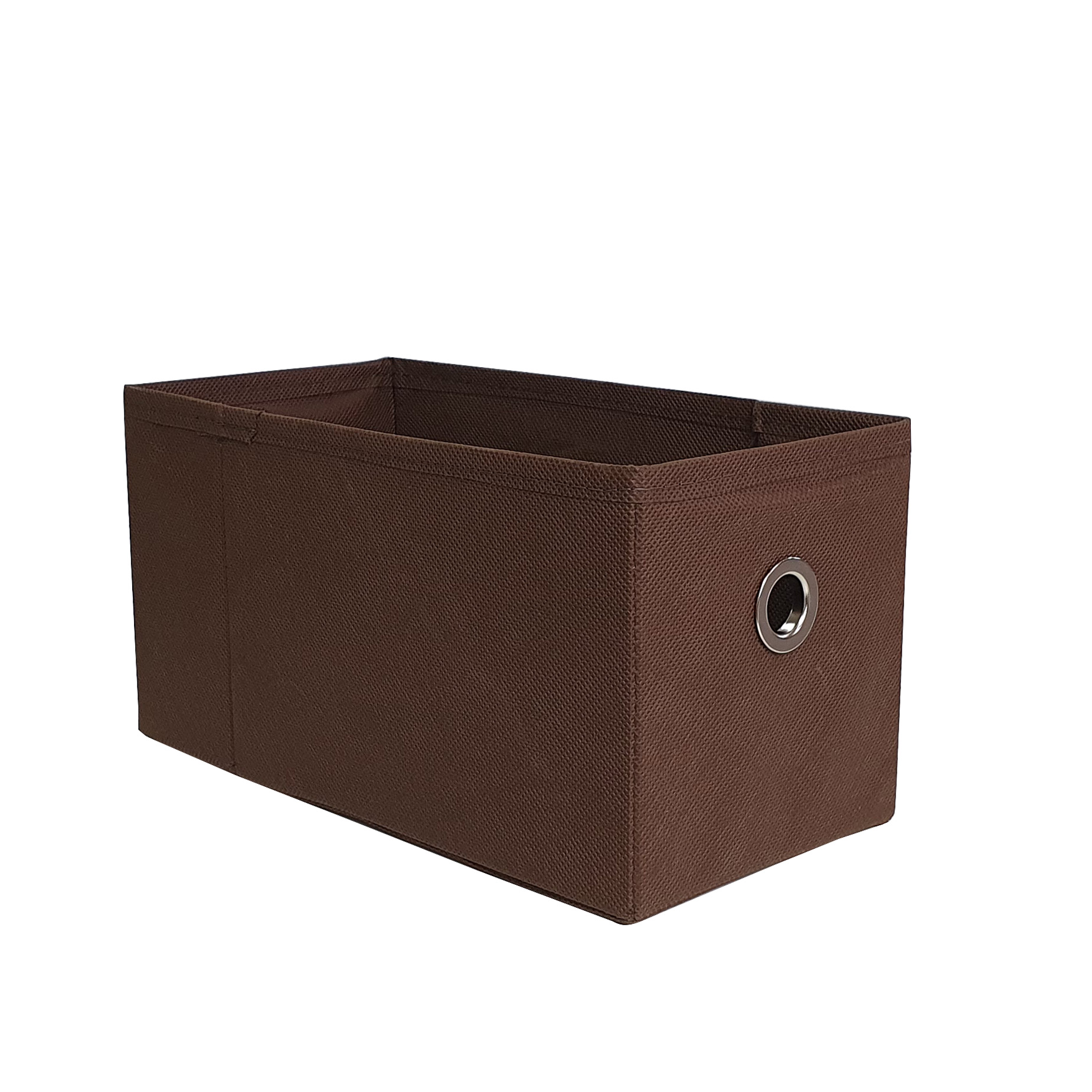 Caixa colorida Organizadora para brinquedos e closet 14x15x28 com ilhós marrom