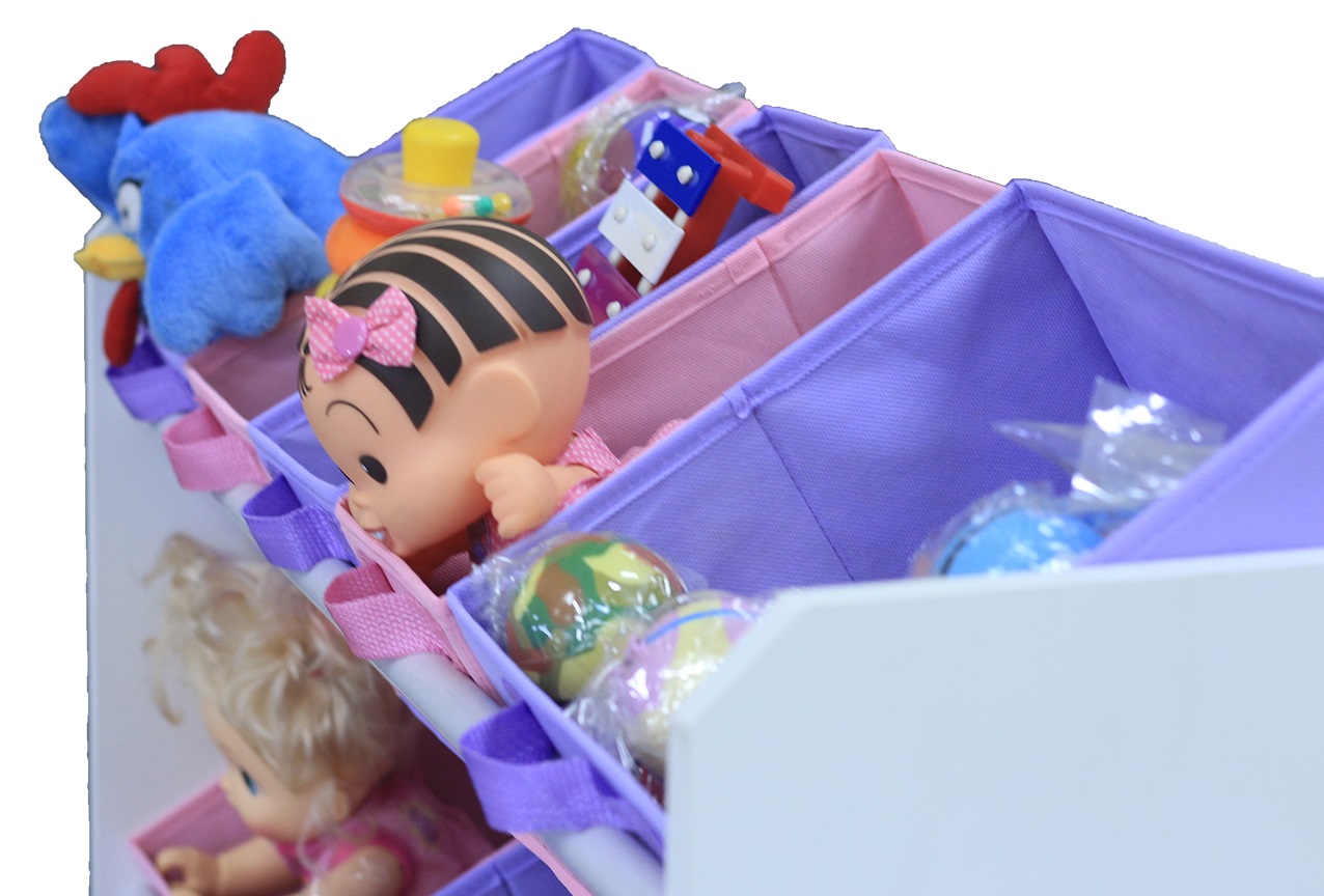 Organizador Infantil Porta Brinquedos  - Rosa e Lilás - Montessoriano - Organibox