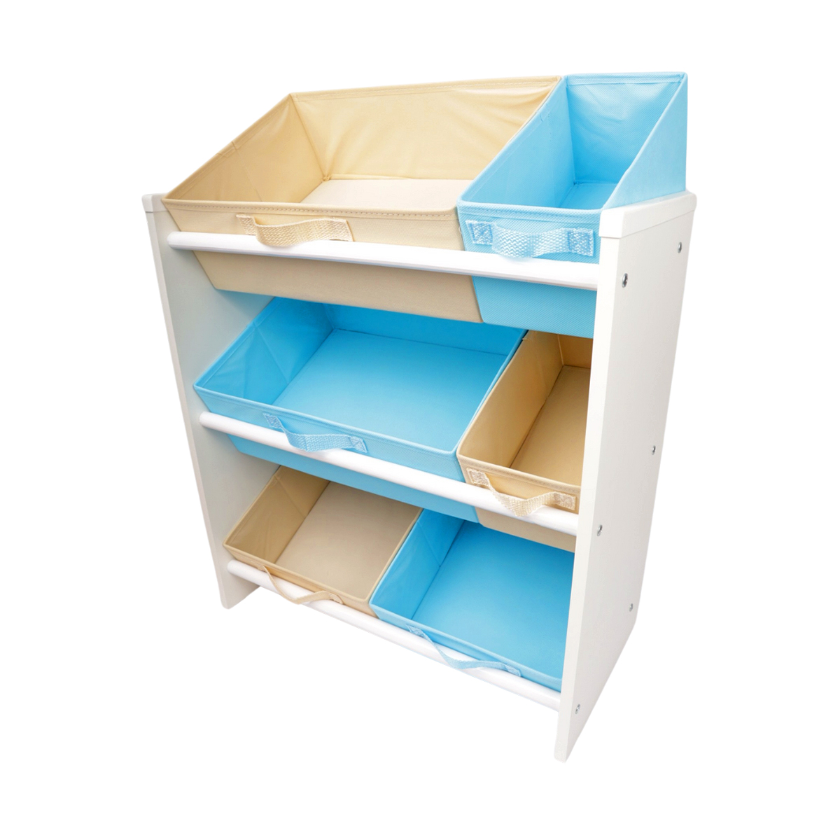 Organizador Infantil Porta Brinquedos - Montessoriano - Médio Azul bebê e Bege - Organibox