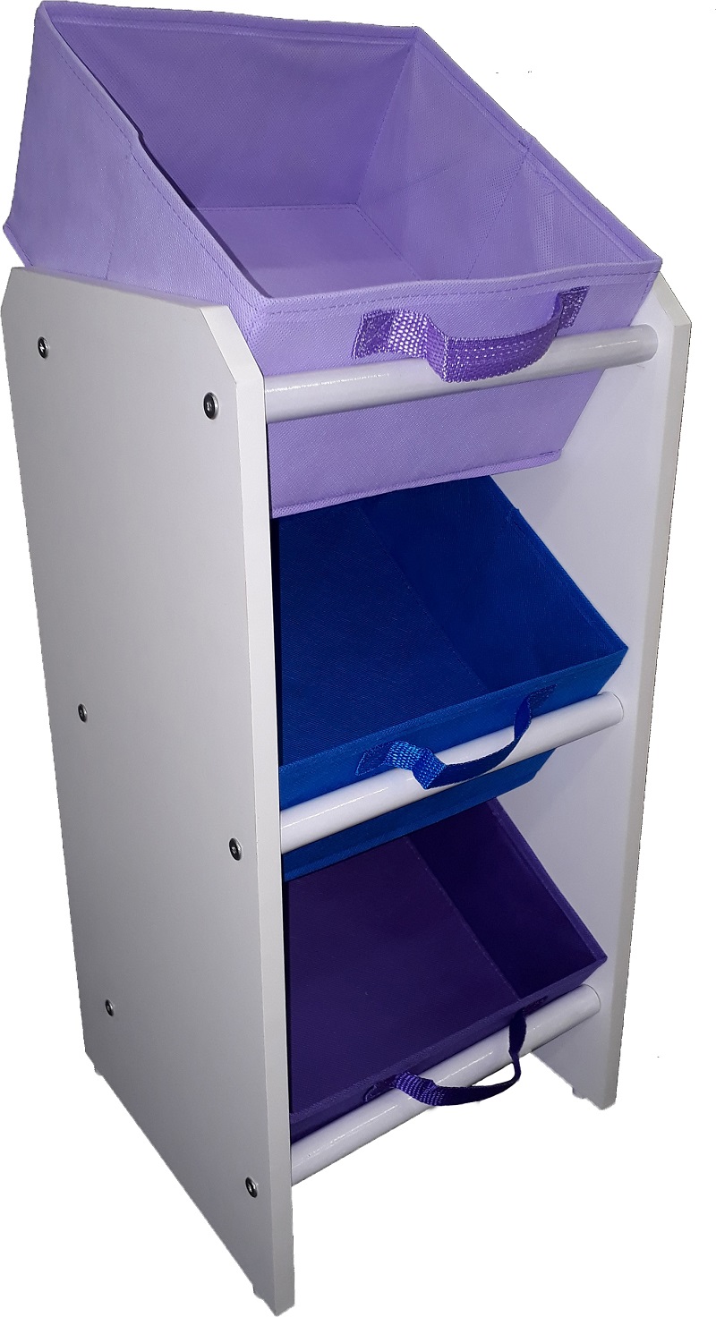 Organizador Infantil Porta Brinquedos Mini - Violeta, Azul e Lilás - Montessoriano Organibox - Único