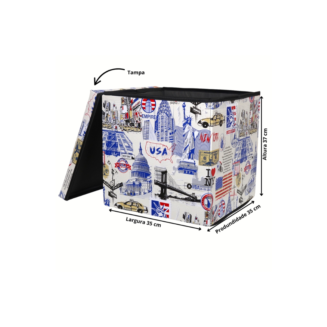 Puff / Pufe Baú  E.U.A OrganiBox 35x37x35