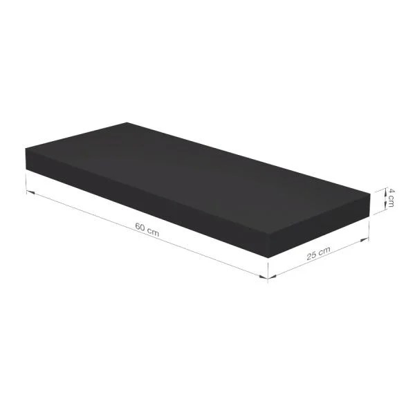 Prateleira Suporte Embutido 60x25cm Preta - Conceito