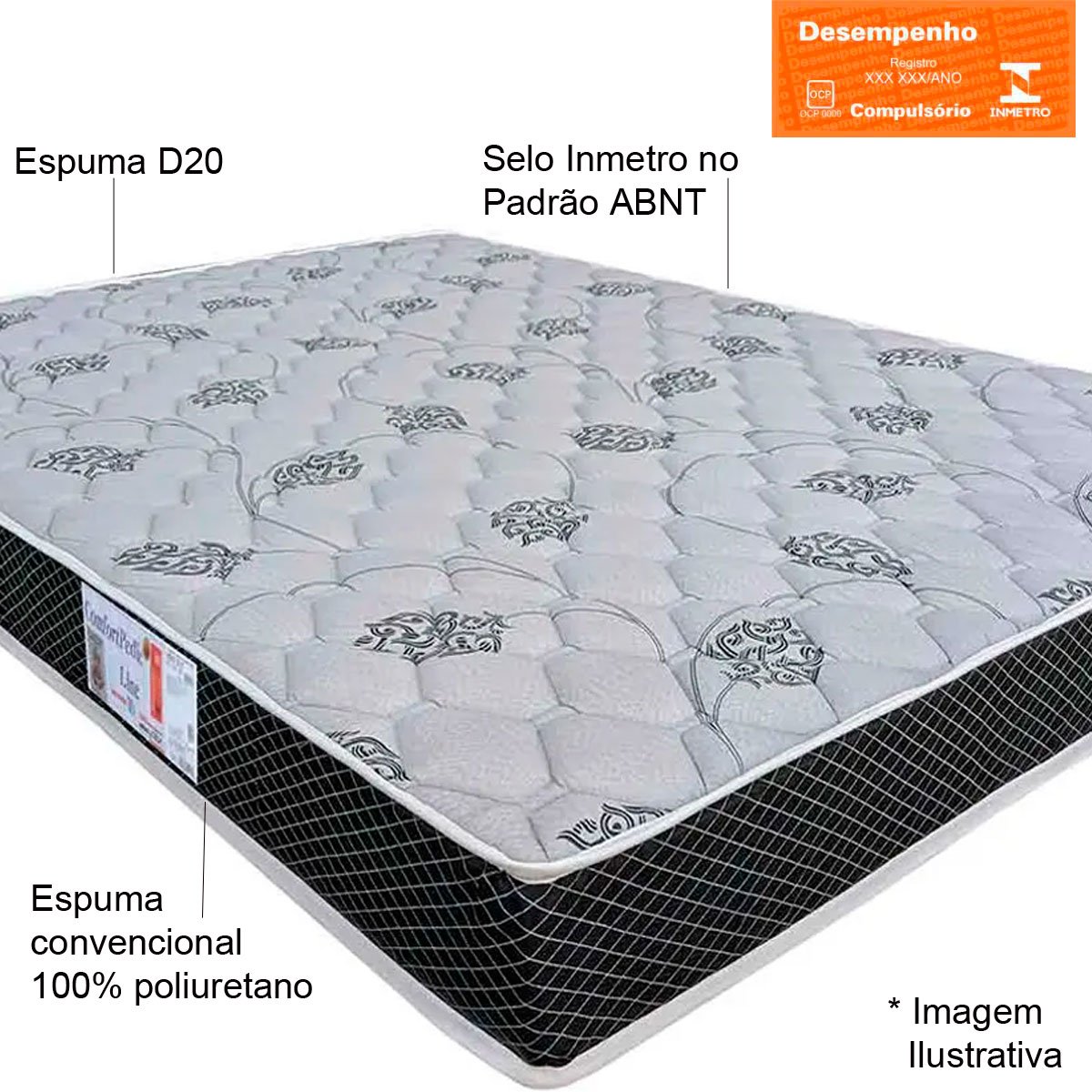 Colchão Solteiro Espuma D20 88x188x12 cm Comfortpedic Line