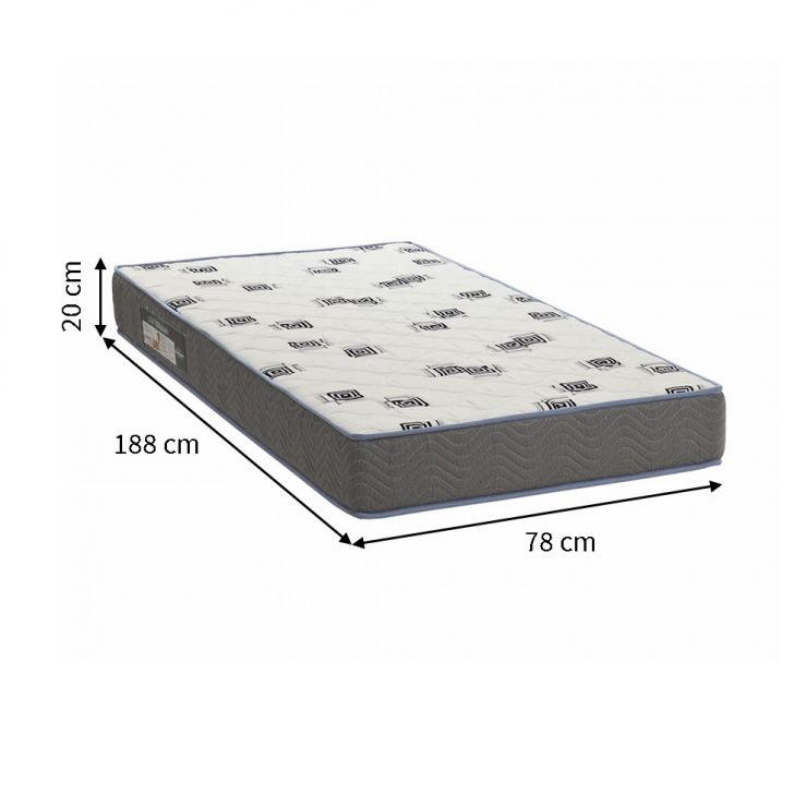 [OUTLET] Colchão Solteiro Espuma D33 Light (20x78x188) Cinza e Azul