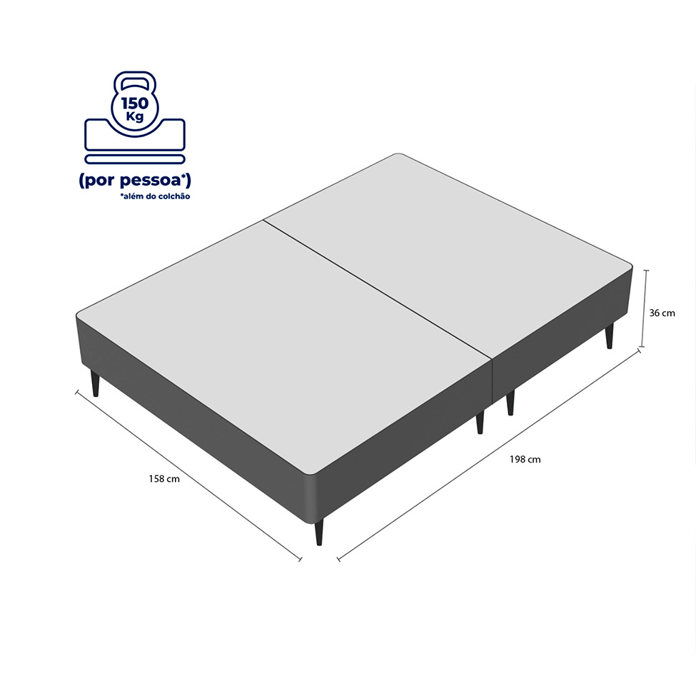 Base Box Queen Camurça I Cinza