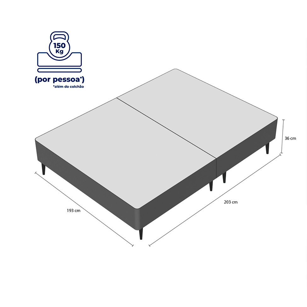 Base Box Super King Size Camurça I Cinza