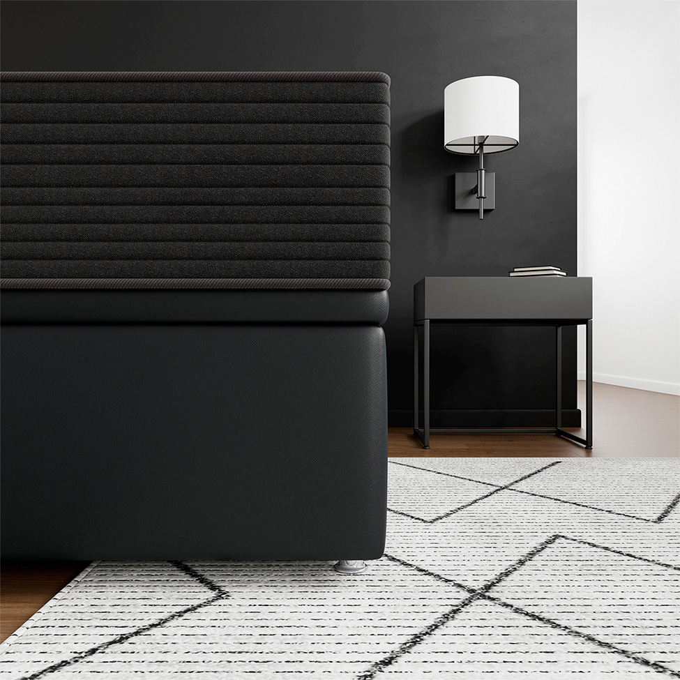 Base Para Cama Box Casal Jade com Baú Preto