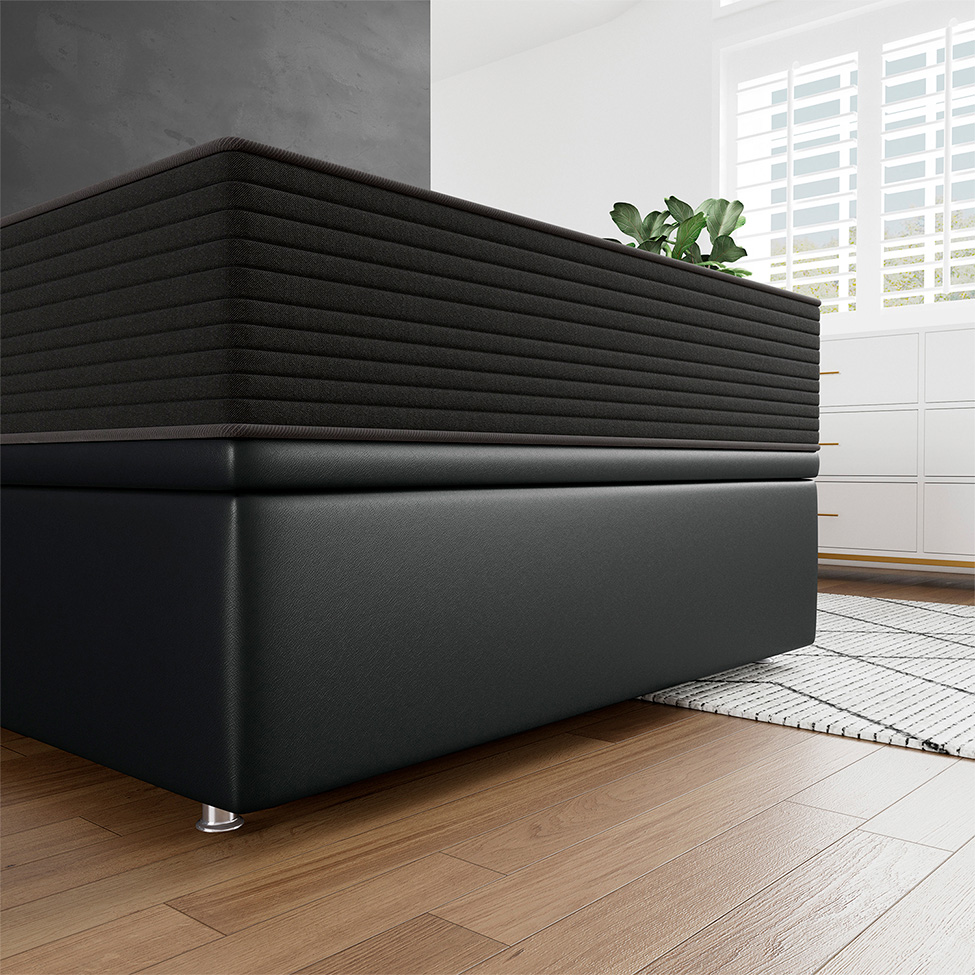 Base Para Cama Box Casal Jade com Baú Preto