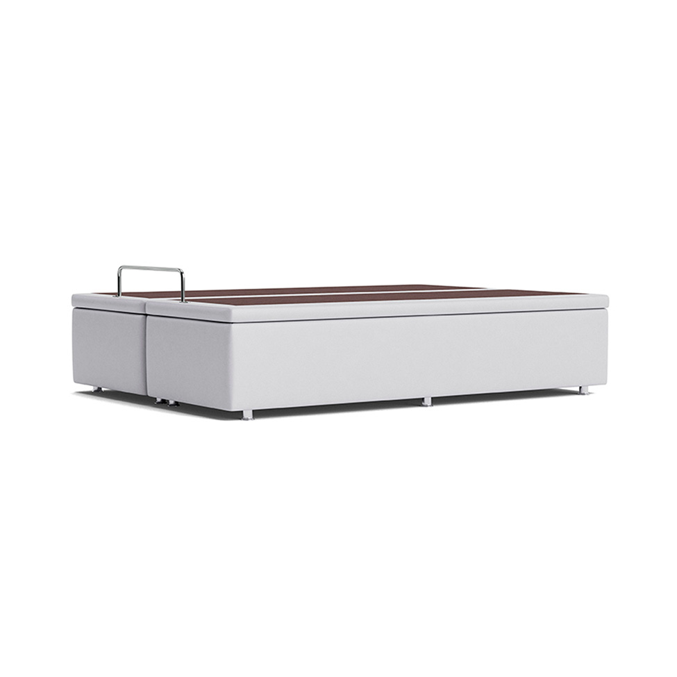 Base Para Cama Box Casal Marfim com Baú Branco