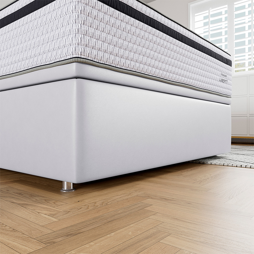 Base Para Cama Box Casal Marfim com Baú Branco