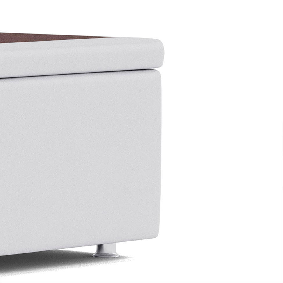 Base Para Cama Box Casal Marfim com Baú Branco