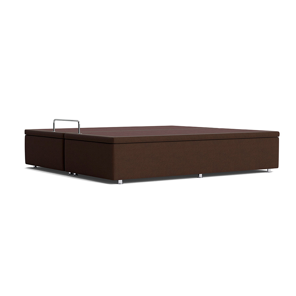 Base Para Cama Box Casal Pérola com Baú Marrom