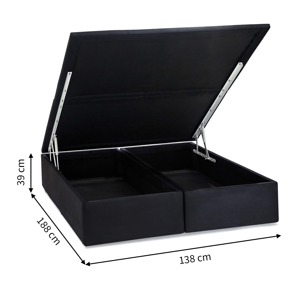 Base Para Cama Box Casal Safira com Baú Preto